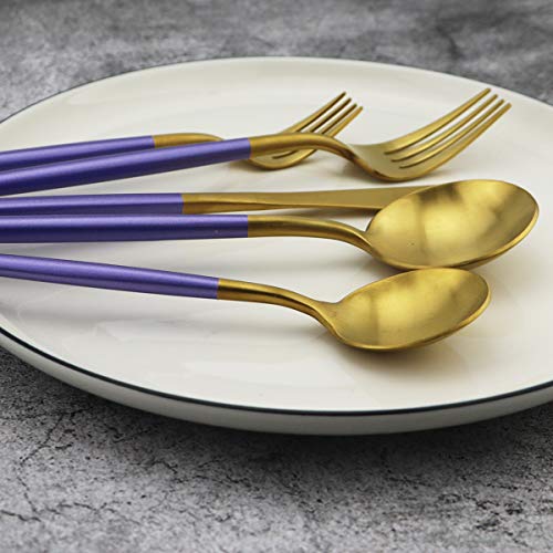 5 Piece Matte Gold Silverware Set
