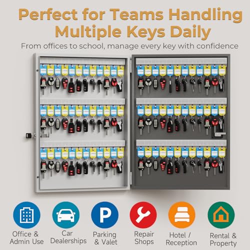 72 Key Lock Box Smart Key Organier Cabinet with Keypad & App for Office