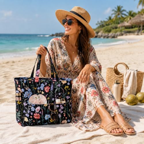 Waterproof Beach Tote Pool Bags for Women Ladies Extra Large Carry On Bag With Wet Compartment for Weekender Travel