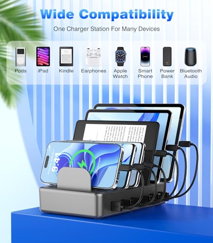 50W 6 USB Port Charging Station for Multiple Devices