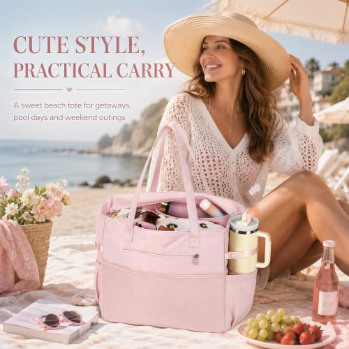 Waterproof Beach Tote Pool Bags for Women Ladies Extra Large Carry On Bag With Wet Compartment for Weekender Travel