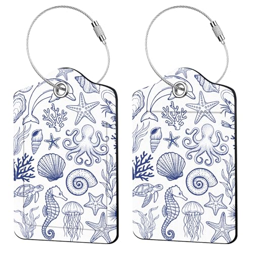 2 Pcs Ocean Sea Fish Luggage Tags for Suitcase (2 Count)