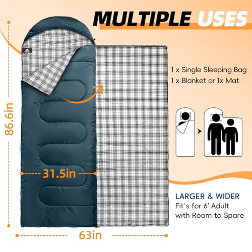 Flannel Sleeping Bag for Adults XL