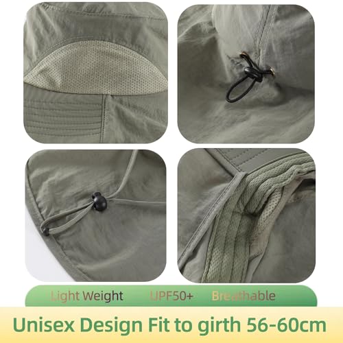 Outdoor UPF50+ Sun Hat Wide Brim Mesh Fishing Hat with Neck Flap