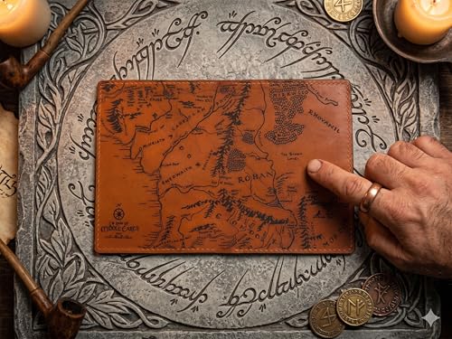 Handmade genuine Leather Wallet Map engrave