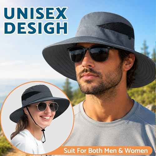 Sun Hats for Men Women Wide Brim Bucket Hat Khaki