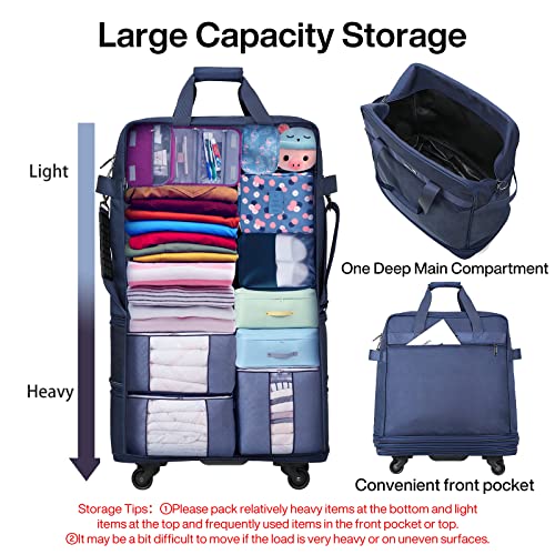Suitcases with Wheels Expandable Foldable Luggage Bag Suitcase Collapsible Rolling Travel Bag Duffel Bag for Men Women Lightweight Suitcases without Telescoping Handle