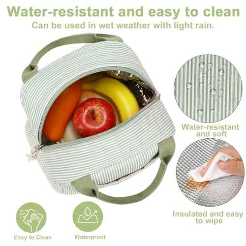 Lunch Bag for Women Men Cute Corduroy Lunch Tote Bags Reusable Insulated Lunch Box Large Capacity Reusable Insulated Cooler for Work Picnic or Travel