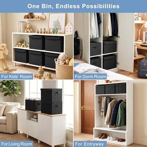 Large 22 Quart Linen Fabric Foldable Storage Bin Cube Organizer Basket with Flip (4 Count)