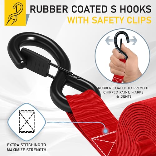 Heavy Duty Ratchet Straps & Soft Loops (4 Count)