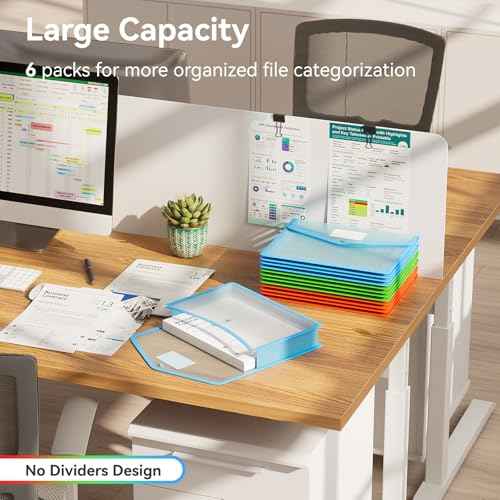 6 Pack Plastic Expanding File Folder (6 Count)
