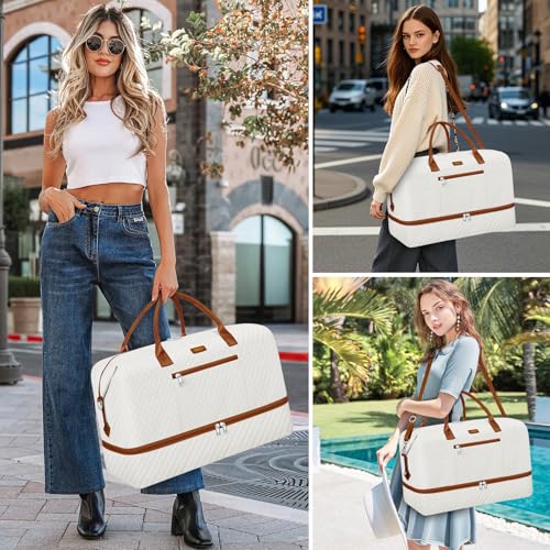 Weekender Bag for Women 21.5" Travel Duffel Large Carry On Bag 3PCS (3 Count)