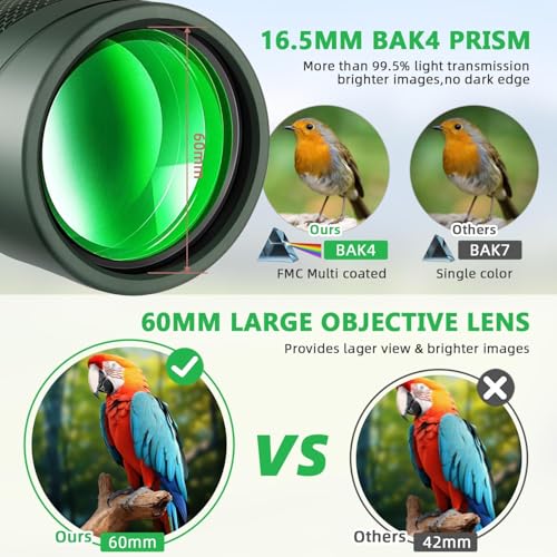 12x60 HD Monocular Telescope for Adults high Powered