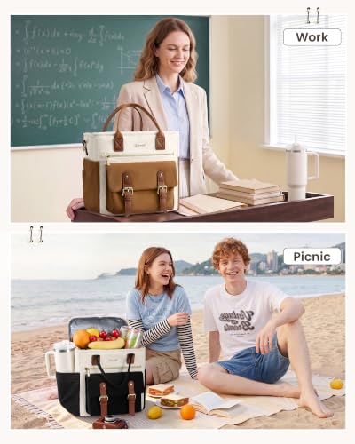Insulated Lunch Bag Women (Black-Beige-Brown / 20L)
