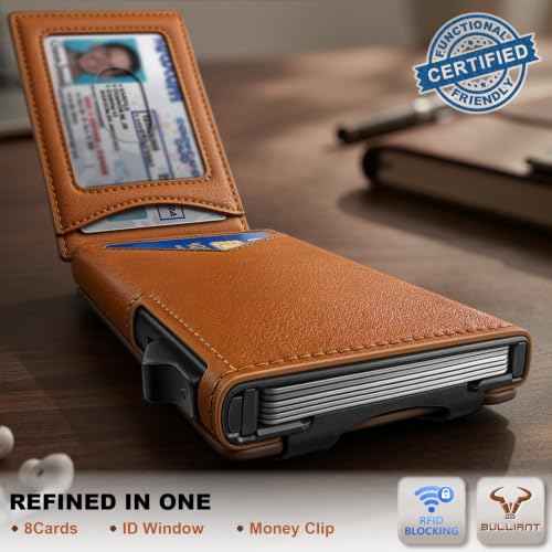 Men Slim Magnetic Leather Airtag Wallet Metal Case Money Clip