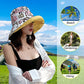 Women Floral Reversible Wide Brim Sun Hats Wired Edge Summer UPF Hat for Beach Hiking Garden Travel Lawn Work Chin Strap