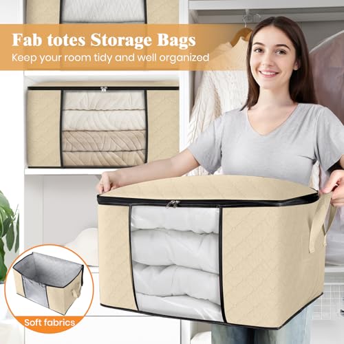 3 Pack Storage Bags for Clothes Blanket Storage Bins with Lids (3 Count)