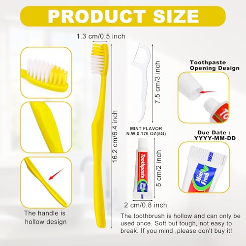 30 pcs Disposable Toothbrushes with Toothpaste and Floss (30 Count)