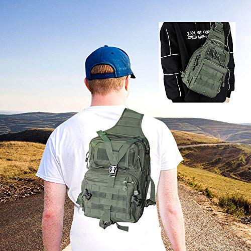 Tactical Sling Bag Pack Military Assault Rucksack Shoulder Bag Backpack Chest Pack Handbag Waterproof for Travel Hiking Camping Trekking Exploring Fishing Hunting