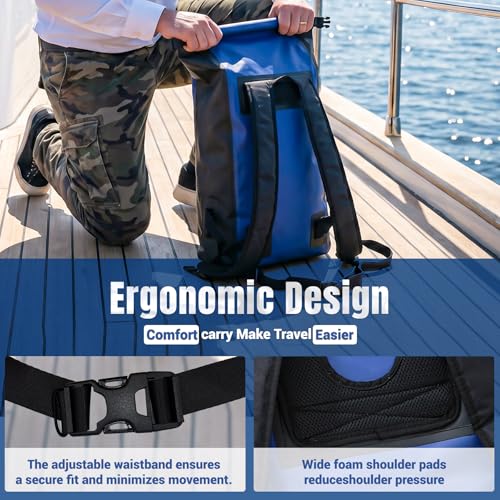 20L Waterproof Dry Bag Boating Backpack for Travel Hiking Camping Kayaking Hiking Swimming Floating Submersible Dry Bag Deep blue