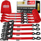 Heavy Duty Ratchet Straps & Soft Loops (4 Count)