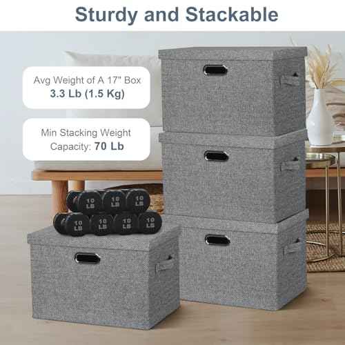 Storage Bins with Lids Fabric Closet Organizers Cubes Office Organization (3 Count)