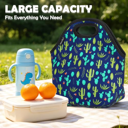 Neoprene Lunch Tote Insulated Thermal Reusable Lunch Bag Box for Boys Men with Zipper