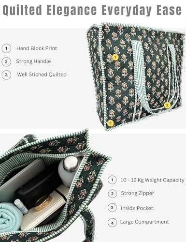100% Cotton Quilted Tote Bag For Women
