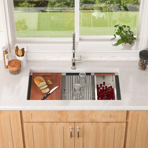 36 Inch Undermount Kitchen Sink Double Bowl Stainless Steel Kitchen Sinks 50