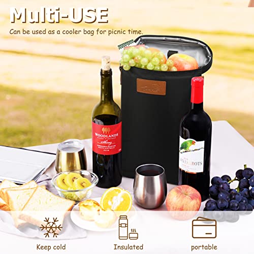 2 Bottle Insulated Wine Tote Carrier Bag