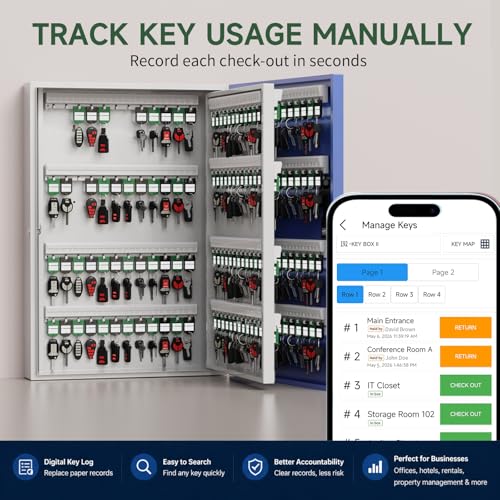 192 Key Lock Box Smart Key Organier Cabinet with Keypad & App for Office