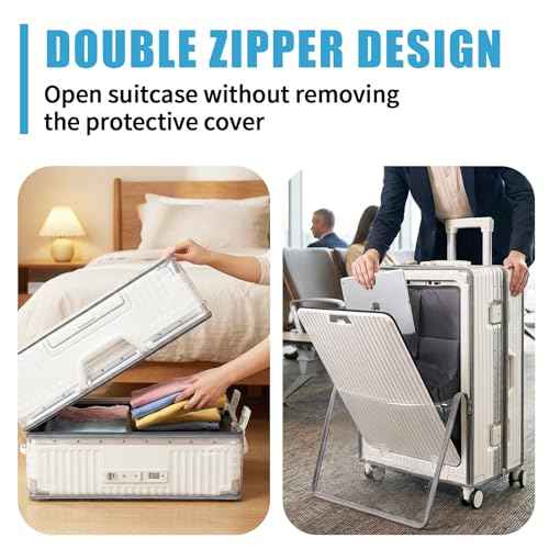 Clear Luggage Cover Protector with Front Pocket Zipper 26 Inch