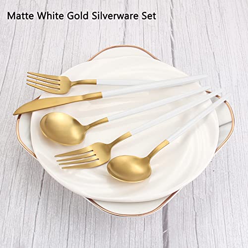 Matte White Gold Silverware Set (4 Count)