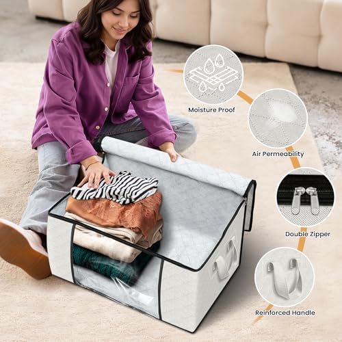 10 Pack Storage Bags for Clothes Blanket Storage Bins with Lids (10 Count)