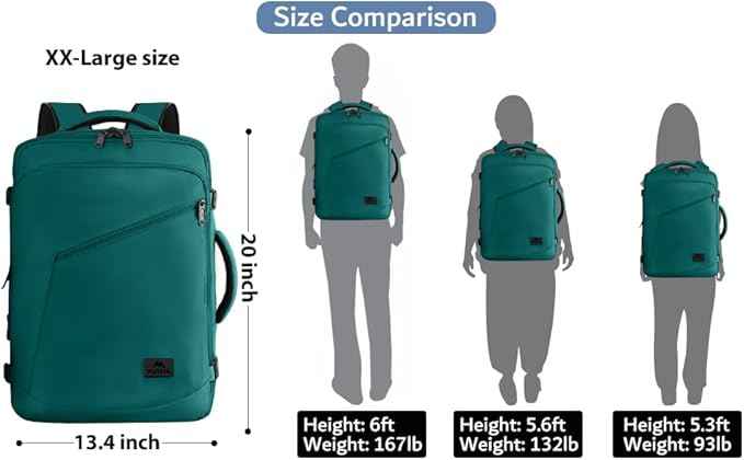 MATEIN Travel Backpack Large, Water Resistant Carry on Backpack for Travelling, Airline Approved Large Capacity Back Pack, Expandable Lightweight Overnight Daypack, Travel Gift, Peacock Blue