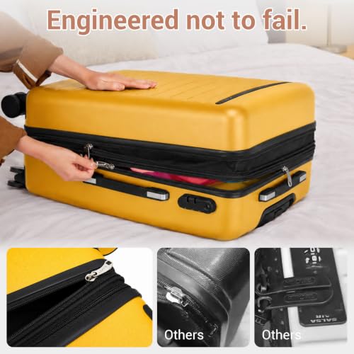 Checked Suitcase 24in Expandable ABS+PC Side Handles luggage Yellow