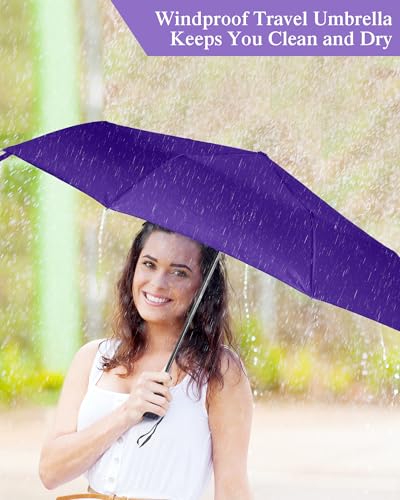 4 Pack Windproof Travel Umbrella Compact Automatic Folding Umbrellas for Rain Lightweight Portable Umbrella Gift for Men Women Backpack & Car Essentials (4 Count)