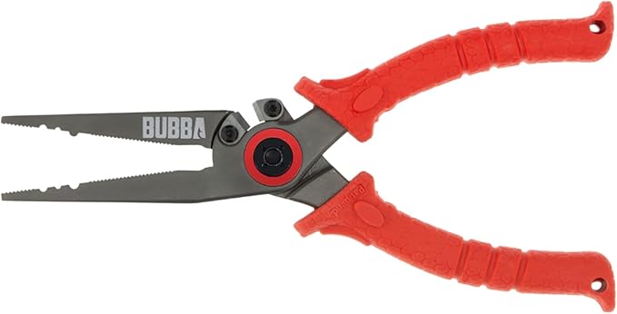 BUBBA 8.5" Stainless Steel Pliers with Non-Slip Handle, Spring Loaded with Crimping Tools and Anvil Cutters Lanyard Hole and Sheath