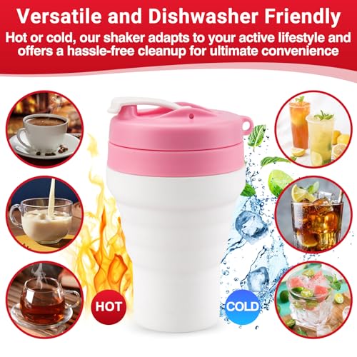 Protein Shaker Bottle Pink Collapsible