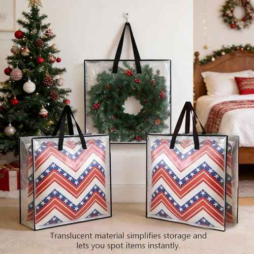 Heavy Duty Clear Wreath Storage Bag & Sturdy Moving Box Alternative (6 Count)