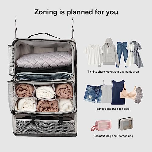 Travel Portable Hanging Shelves Closet Organizer Packing Luggage Storage with Multifunctional and Foldable Invisible Compartment