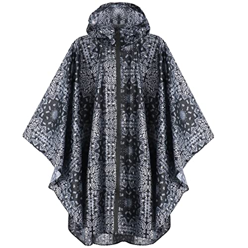 Waterproof Rain Poncho for Women Packable Hooded Raincoat with Pocket