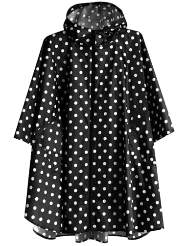 Waterproof Rain Poncho for Women Packable Hooded Raincoat with Pocket