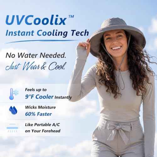 UVCoolix Women's UPF 50+ Wide Brim Cooling Sun Hat