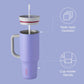 Owala Stainless Steel Triple Layer Insulated Travel Tumbler with Spill Resistant Lid, Straw, and Carry Handle, BPA Free, 40 oz, Light Purple (Whimsical Daydream) - Roamly