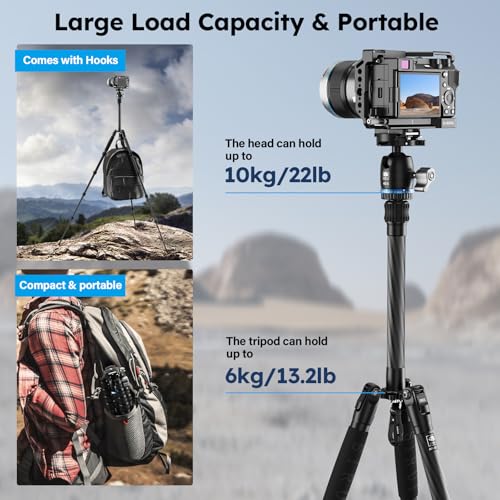 AM-025K+KS-5 Carbon Fiber Travel Tripod, Ball Head, 55.1"