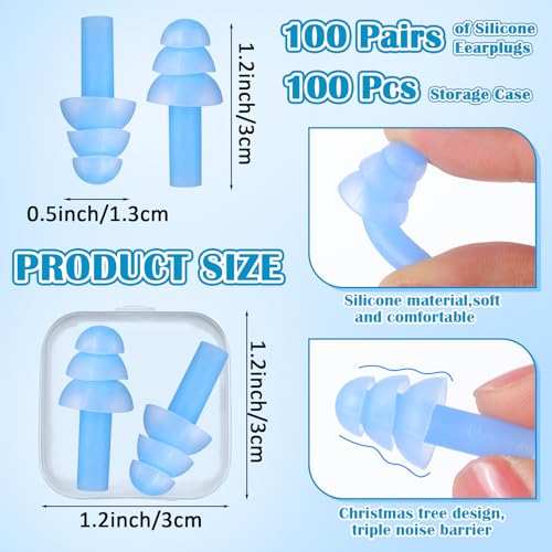 100 Pairs Silicone Ear Plugs Bulk with Case Nrr 29db (100 Count)
