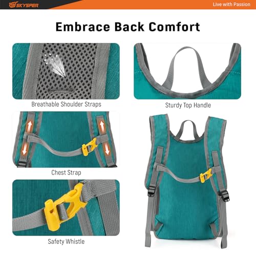 20L Foldable Hiking Backpack Lightweight Packable Travel Daypack with Chest Strap Small Outdoor Folding Back Pack Collapsible Bag for Women Men