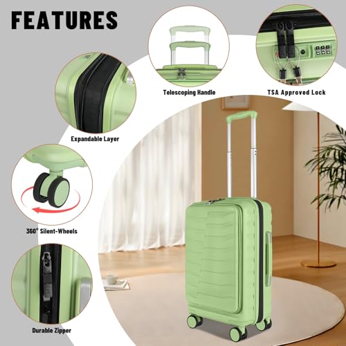 22×14×9 Airline Approved Carry On Luggage with Front Open Pocket