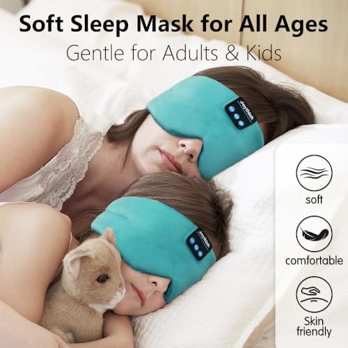 Sleep Headphones Bluetooth Sleep Mask Silk Kids Children Wireless Headband Headphones for Sleeping Travel Adjustable Sleeping Eye Mask with Thin Speaker